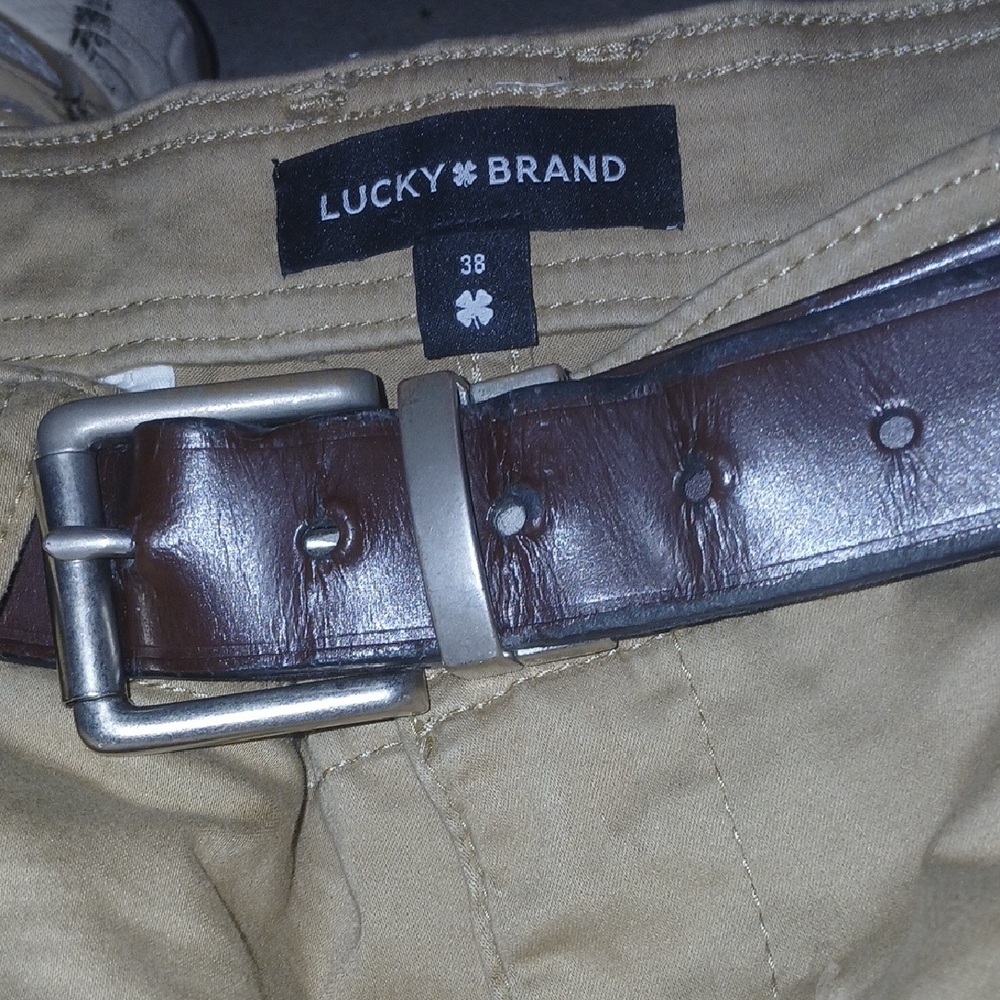 Lucky Brand Tan Cargo Shorts with Brown Belt